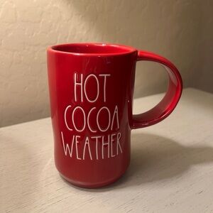 Rae Dunn Hot Cocoa Weather Mug Tall Red Ceramic Farmhouse Christmas Winter NWT